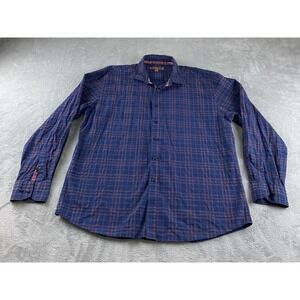 Blue Plaid Button Down Shirt Men's Size XXL Long Sleeve Cotton Casual